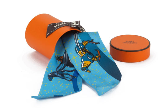 Hermes New Silk Space Derby Twilly Handbag Scarf