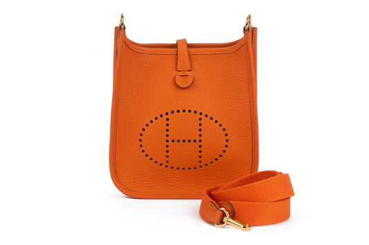 Hermes New Orange Evelyne Handbag Gold Mini Travel Bag