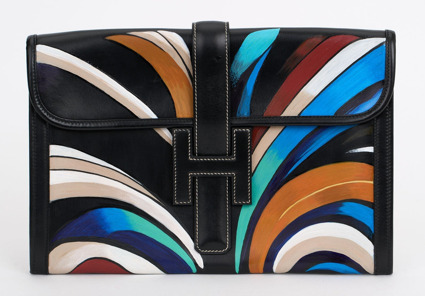 Hermes Hand Painted Jige Elan Clutch Clutch Bag