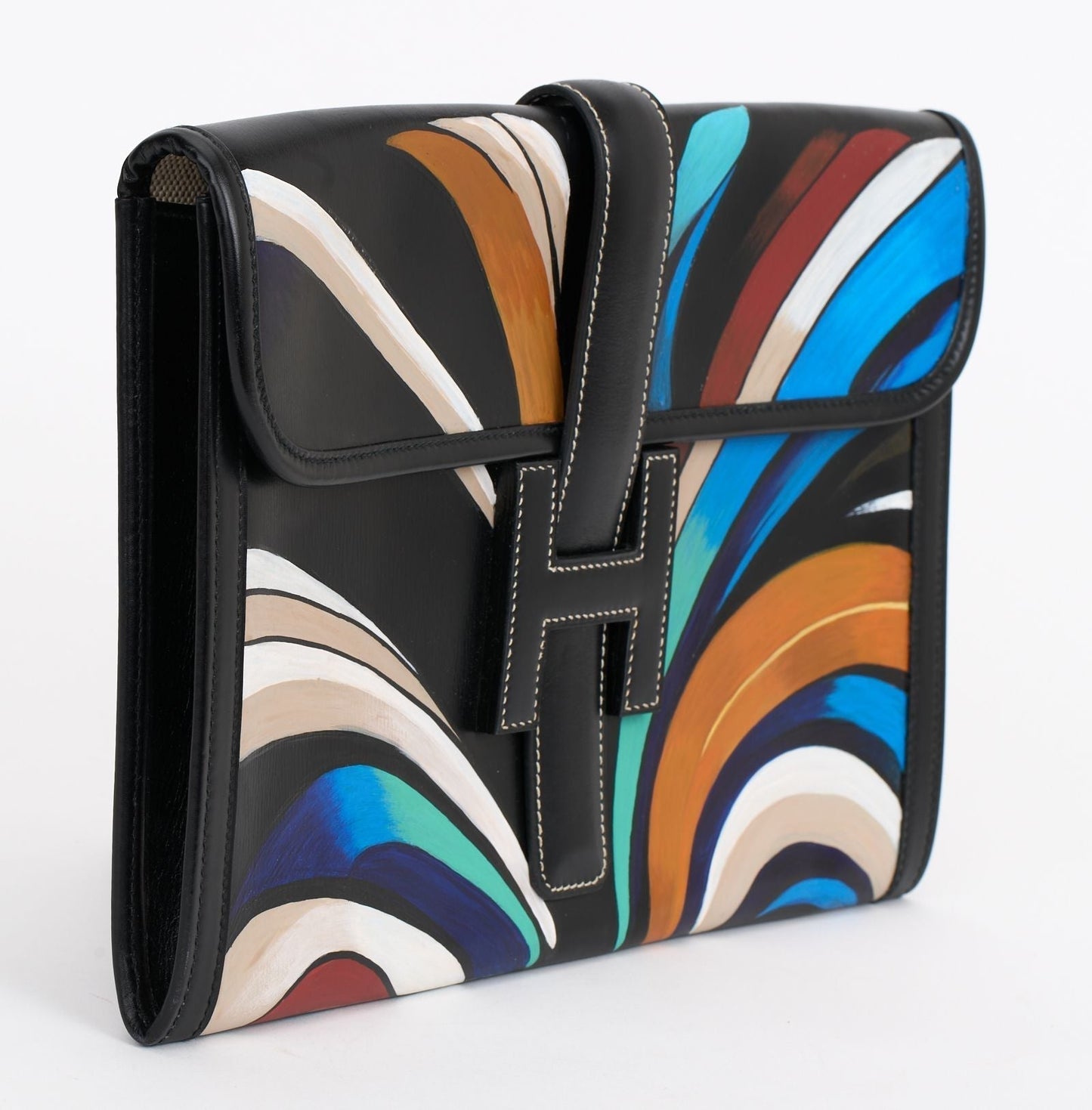 Hermes Hand Painted Jige Elan Clutch Clutch Bag
