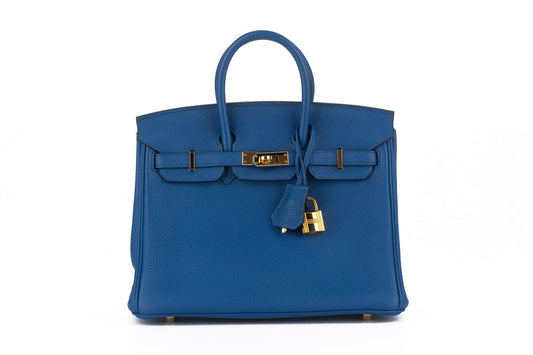 Hermes Birkin Electrique Togo Handbag Blue Travel Bag