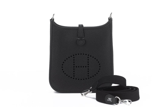 Hermes New Evelyne Clemence Handbag Black Mini Travel Bag