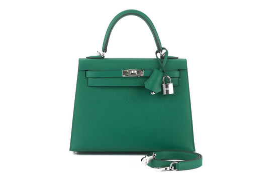 Hermes Epsom Kelly Sellier Vert Jade Handbag Travel Bag