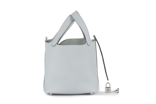 Hermes New Pearl Grey Picotin Togo Handbag Travel Bag