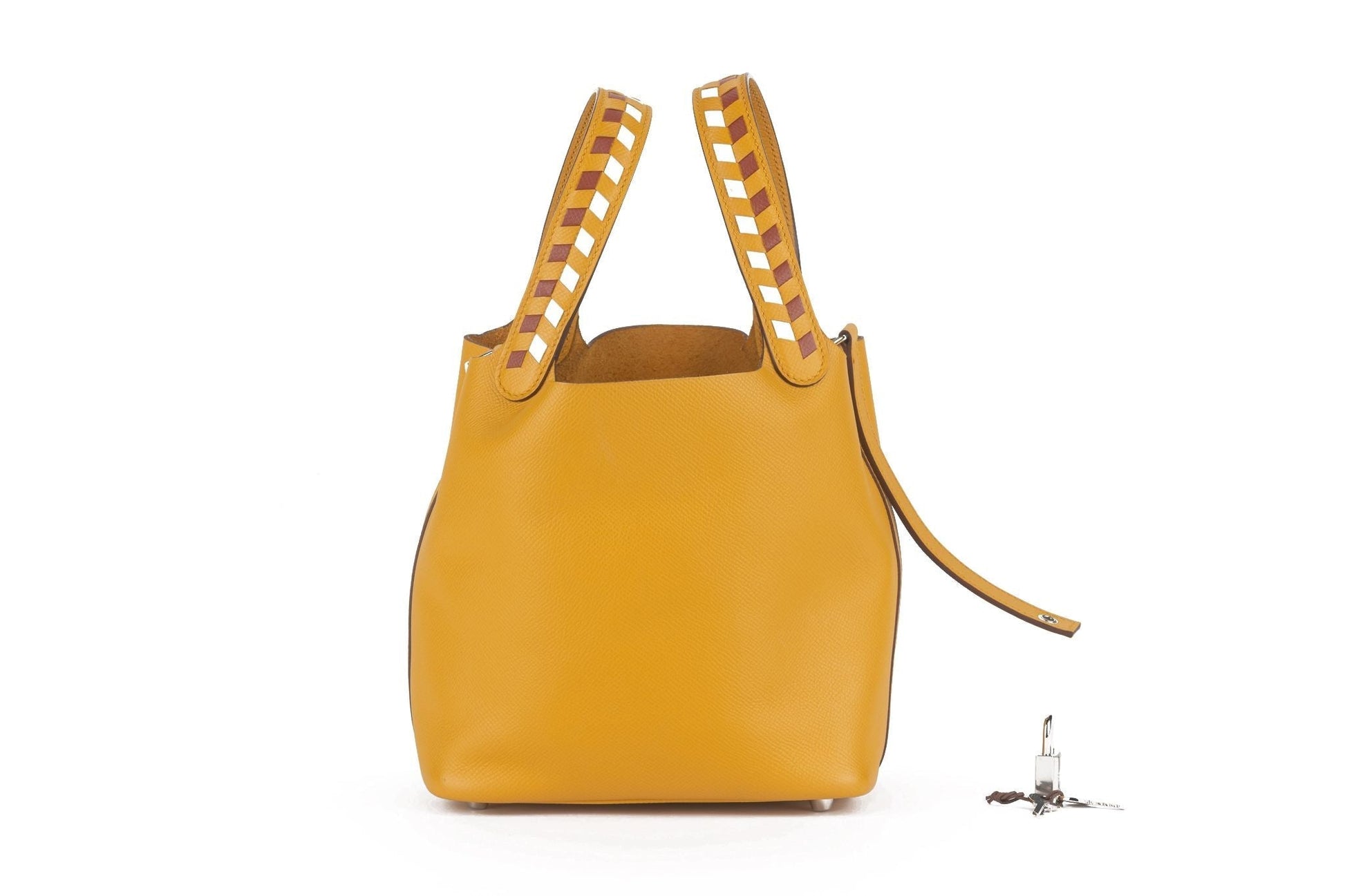 Hermes Tressage De Cuir Picotin Jaune Handbag Travel Bag