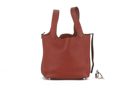 Hermes Brique Picotin Lock Togo Handbag Travel Bag
