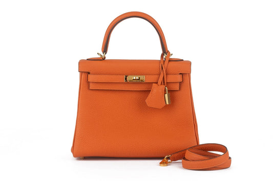 Hermes Kelly Retournè Orange Togo Handbag Travel Bag