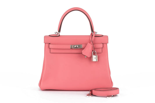 Hermes Kelly Retourne Swift Rose Etè Handbag Travel Bag