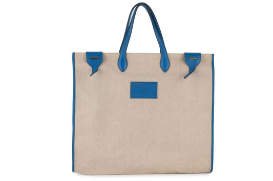 Hermes Kaba Tote Toile In Leather Blue Tote Bag
