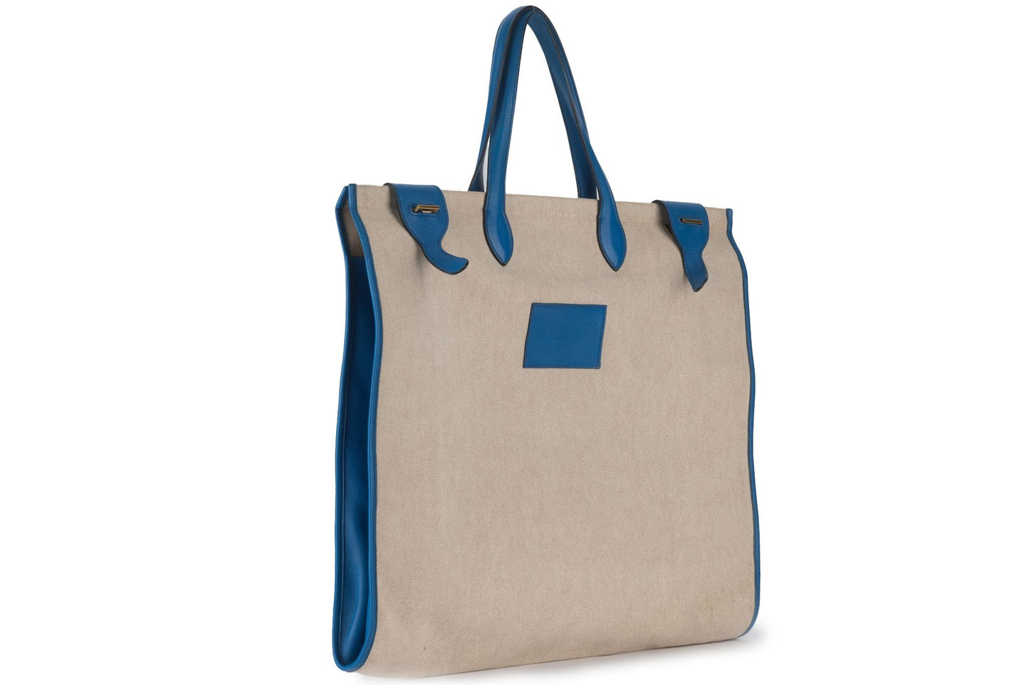 Hermes Kaba Tote Toile In Leather Blue Tote Bag
