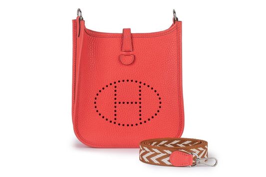Hermes New Rouge Pivoine Evelyne Handbag Mini Travel Bag
