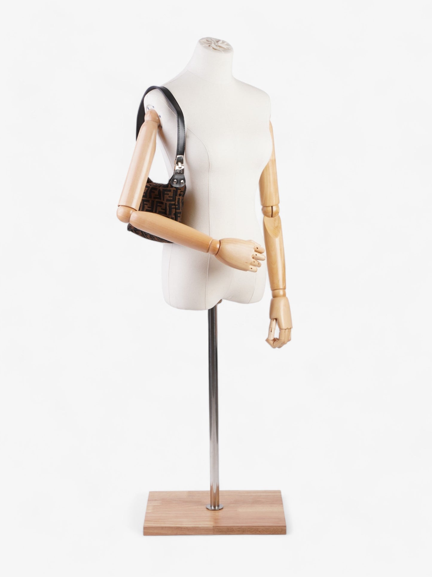 Fendi Classic Zucca Shoulder Bag Canvas Zip