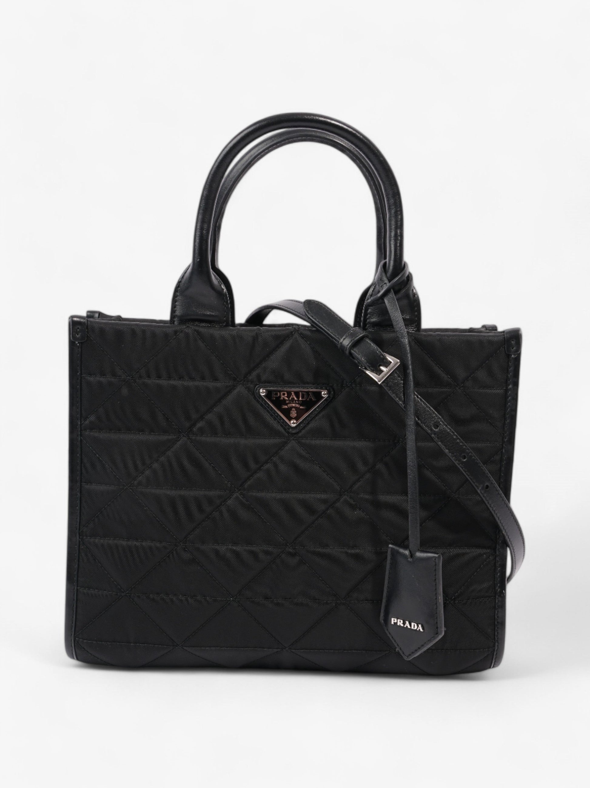 Prada Symbole Fabric Shoulder Bag Black Medium