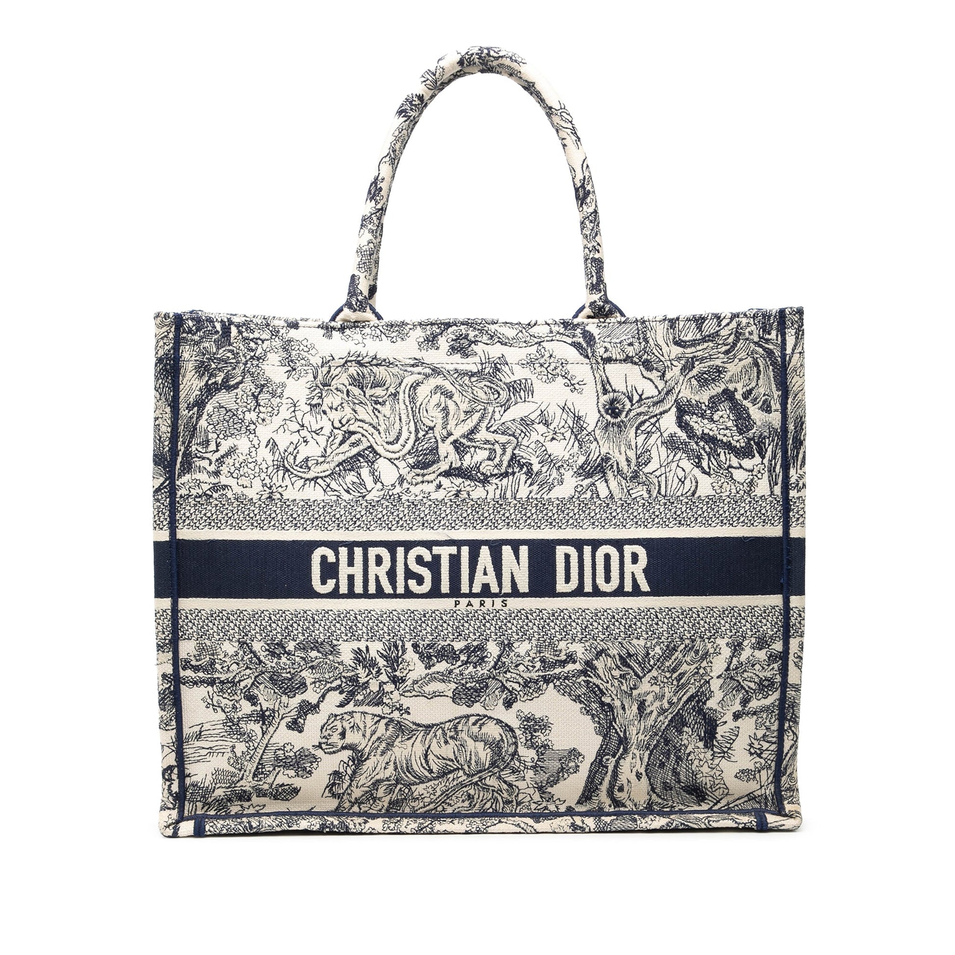 Dior Handbag iviera Toile De Jouy Book Tote Canvas Blue Large Tote Bag