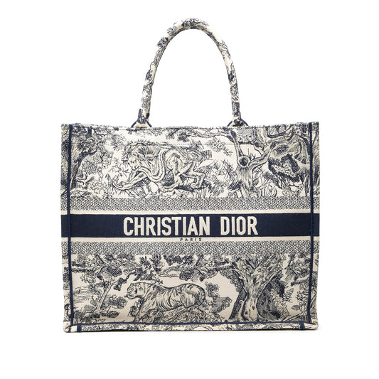 Dior Handbag iviera Toile De Jouy Book Tote Canvas Blue Large Tote Bag