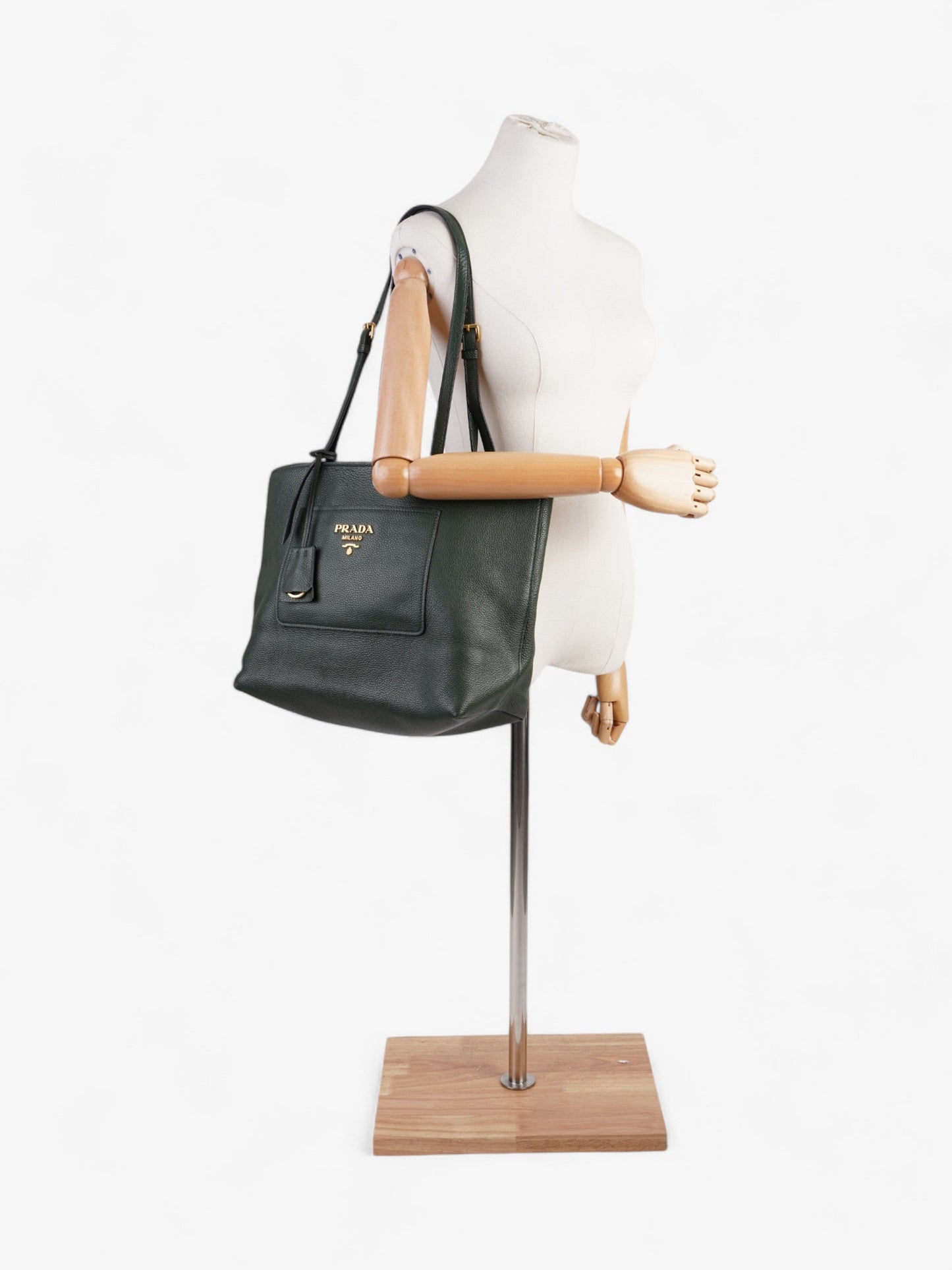 Prada Tote Leather Green Shoulder Bag