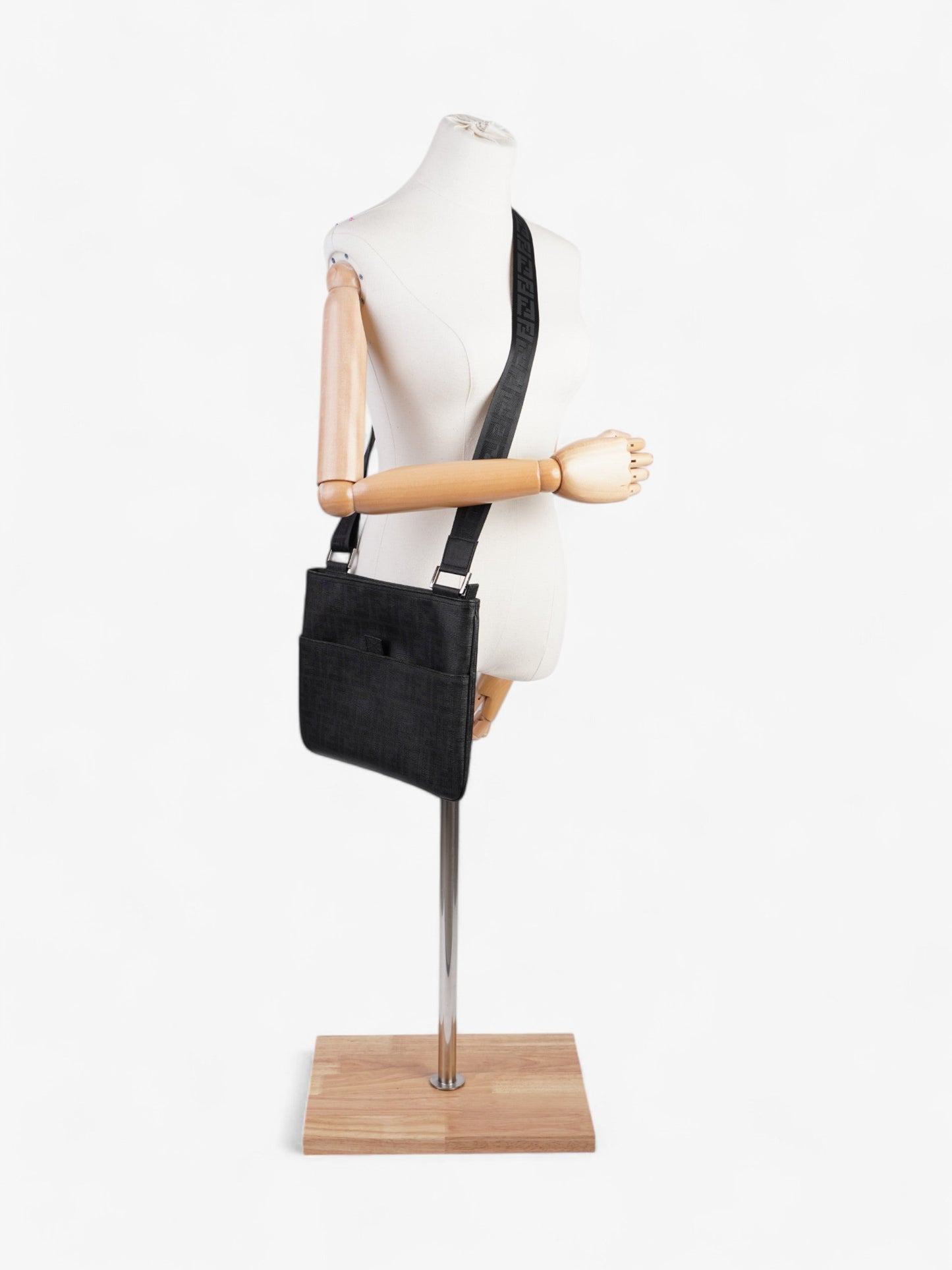 Fendi Zucca Shoulder Bag Canvas Black Bag Black Canvas