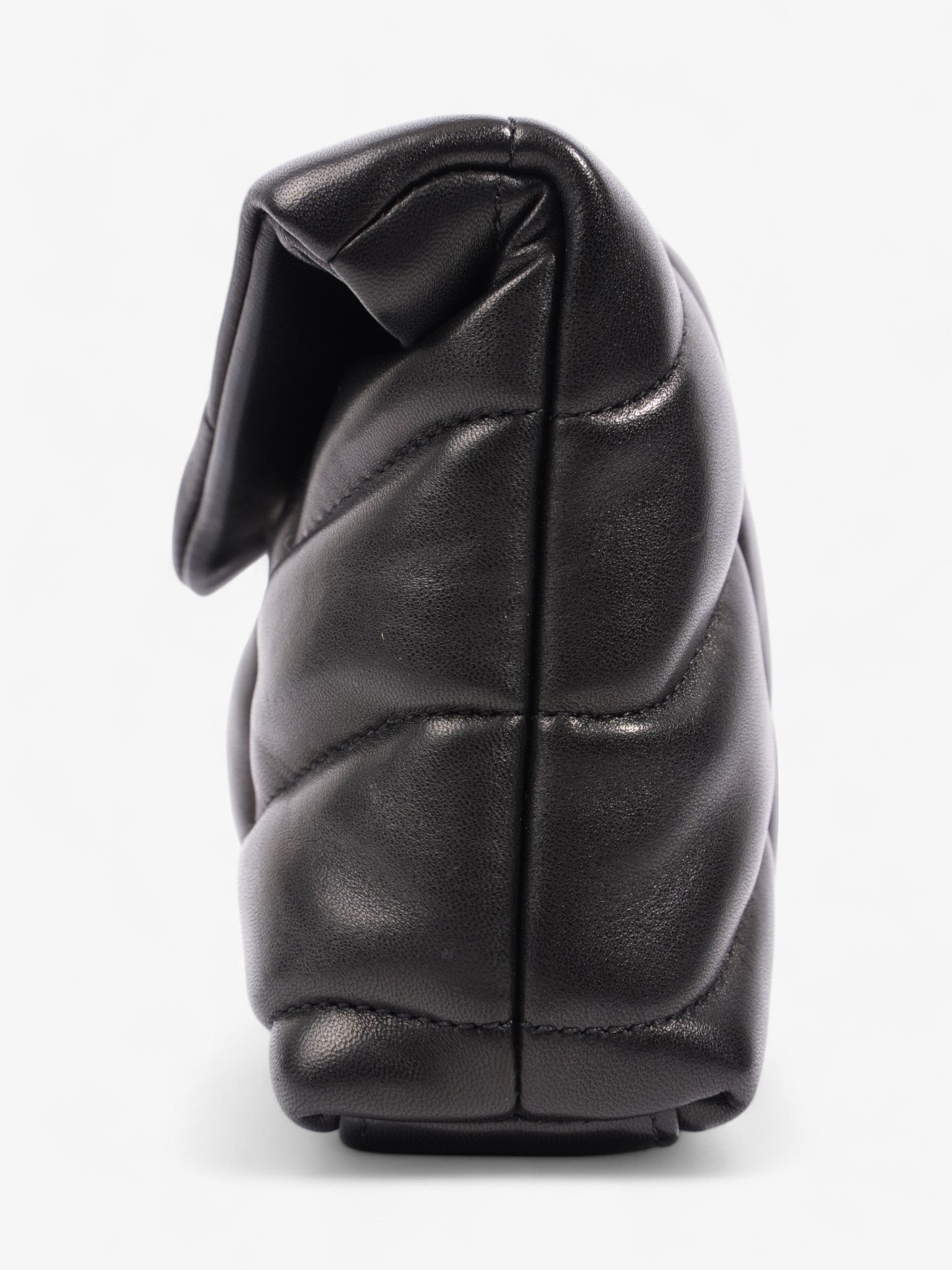 YSL Saint Laurent Puffy Pouch Calfskin Clutch Bag Leather Black