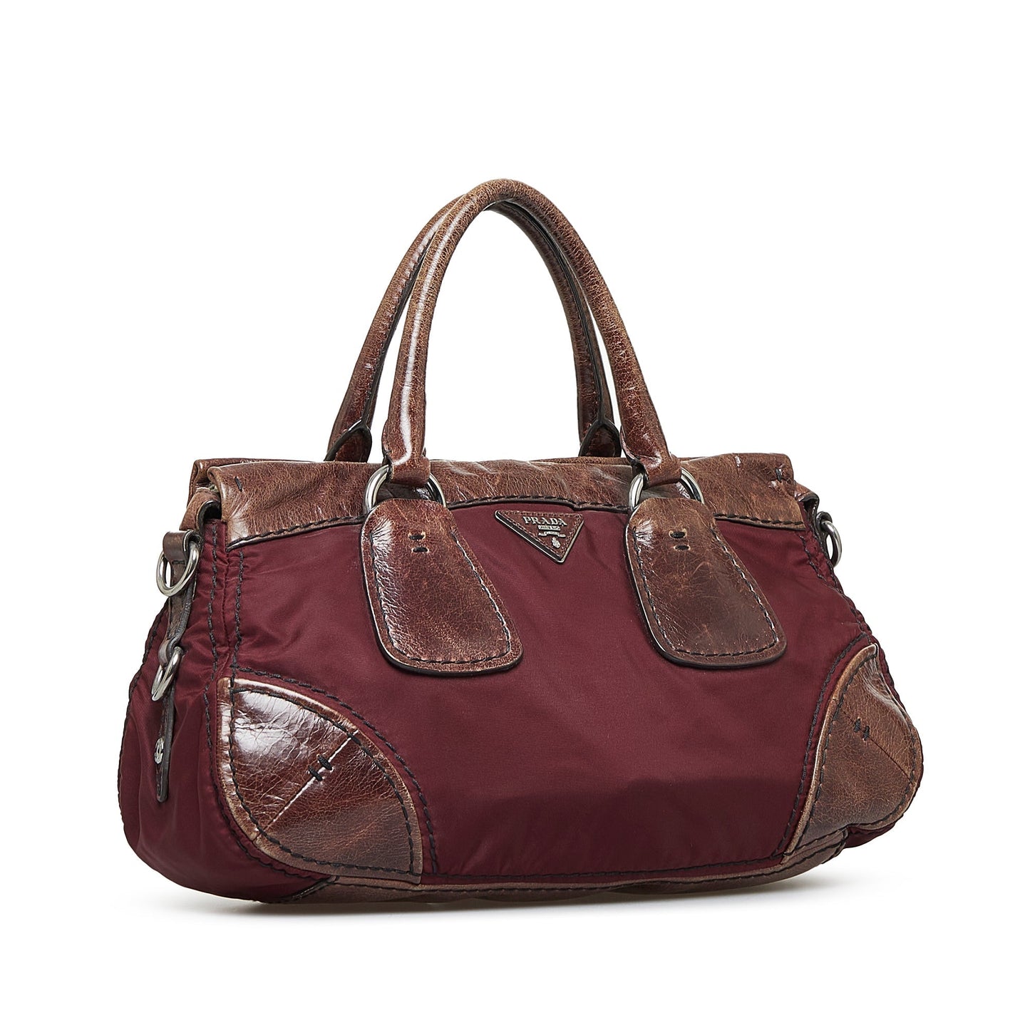 Prada Trimmed Tessuto Satchel Vitello Satchel Bag