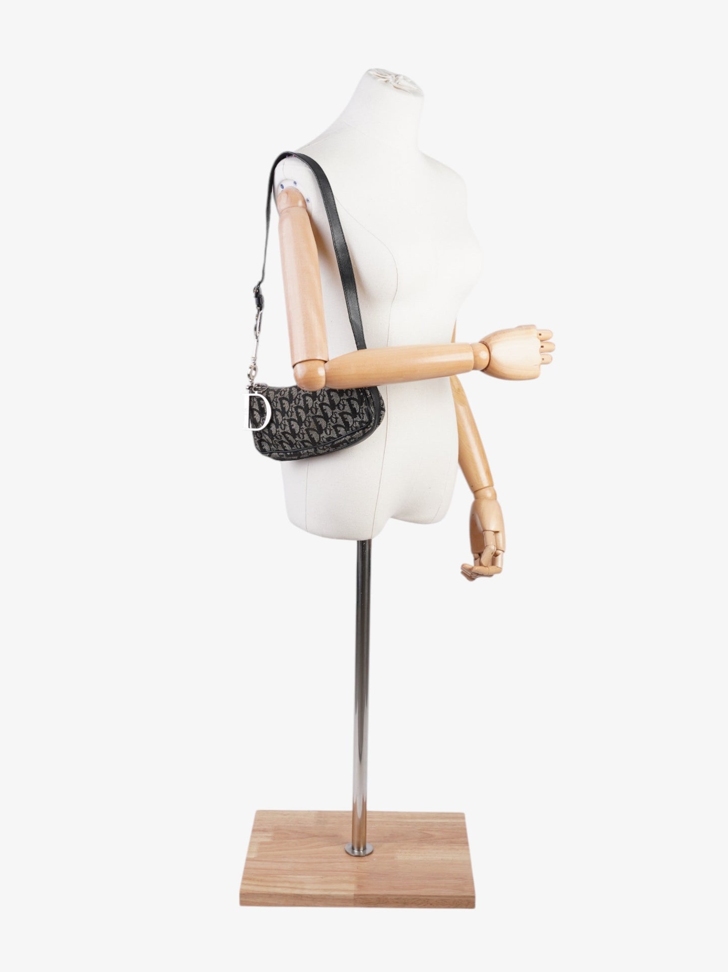 Dior Christian Baguette Oblique Shoulder Bag Canvas Black Logo