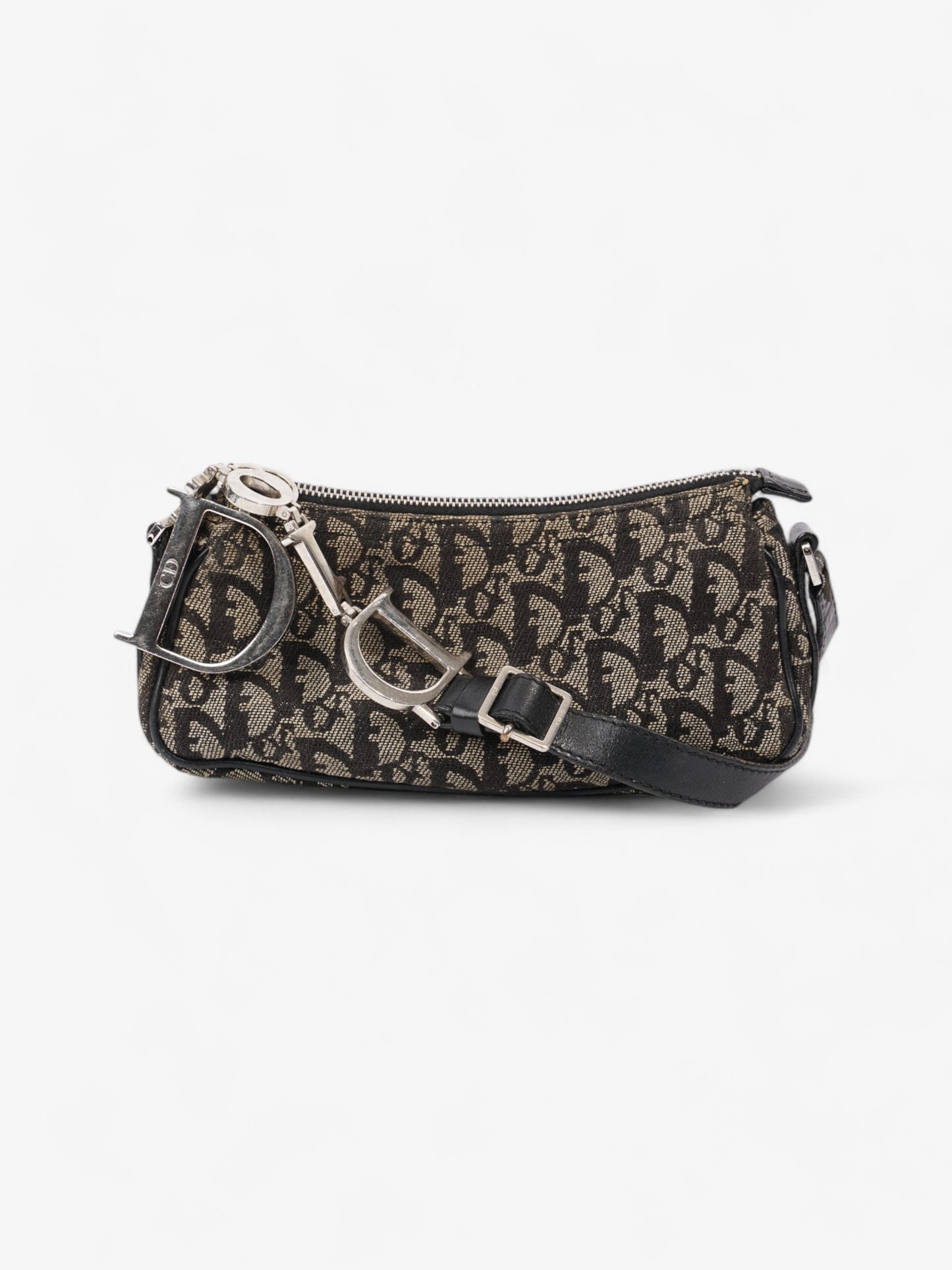 Dior Christian Baguette Oblique Shoulder Bag Canvas Black Logo
