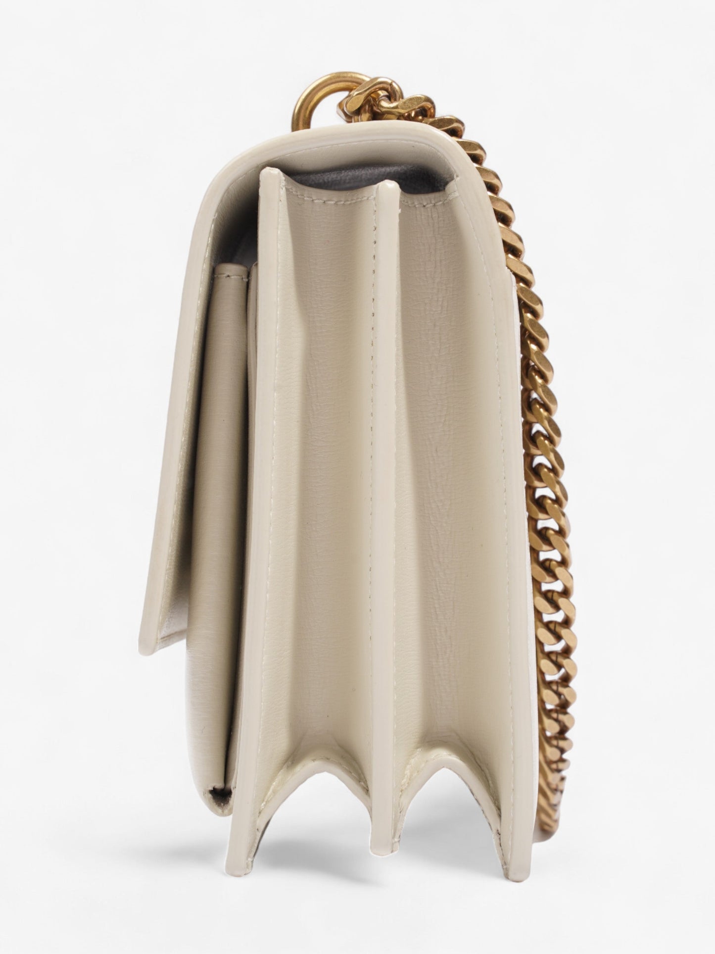 YSL Saint Laurent Sunset Crossbody Bag Leather White Medium