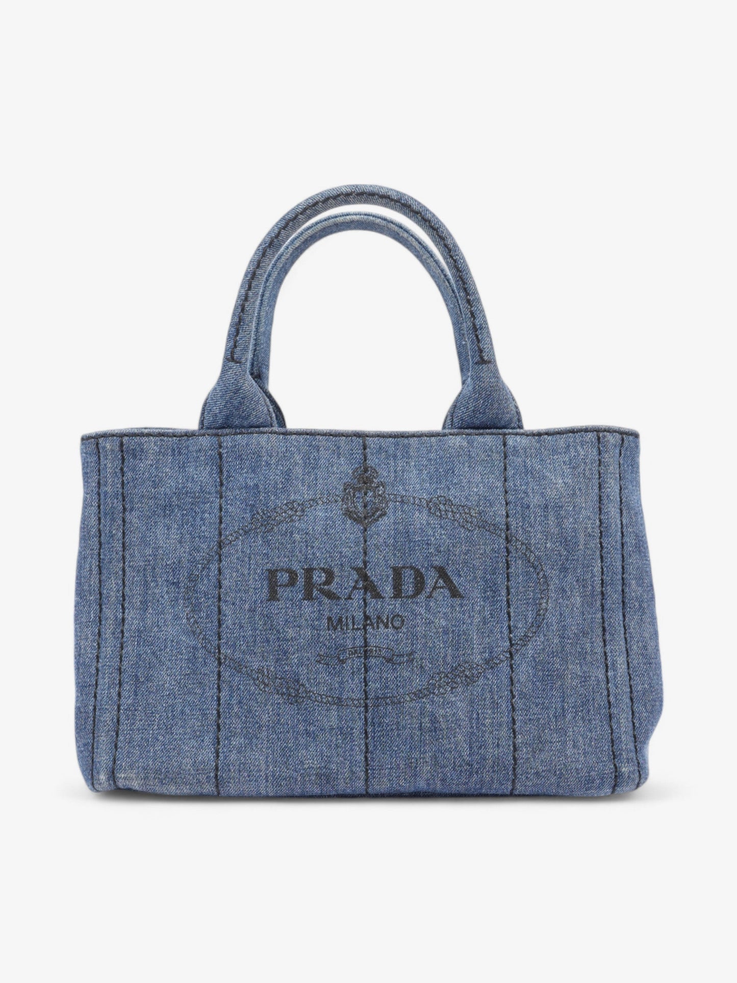 Prada Canapa Tote Denim Black Tote Bag