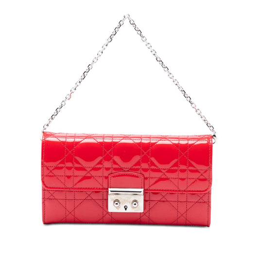 Dior Handbag Cannage Miss Wallet on Patent Red Chain