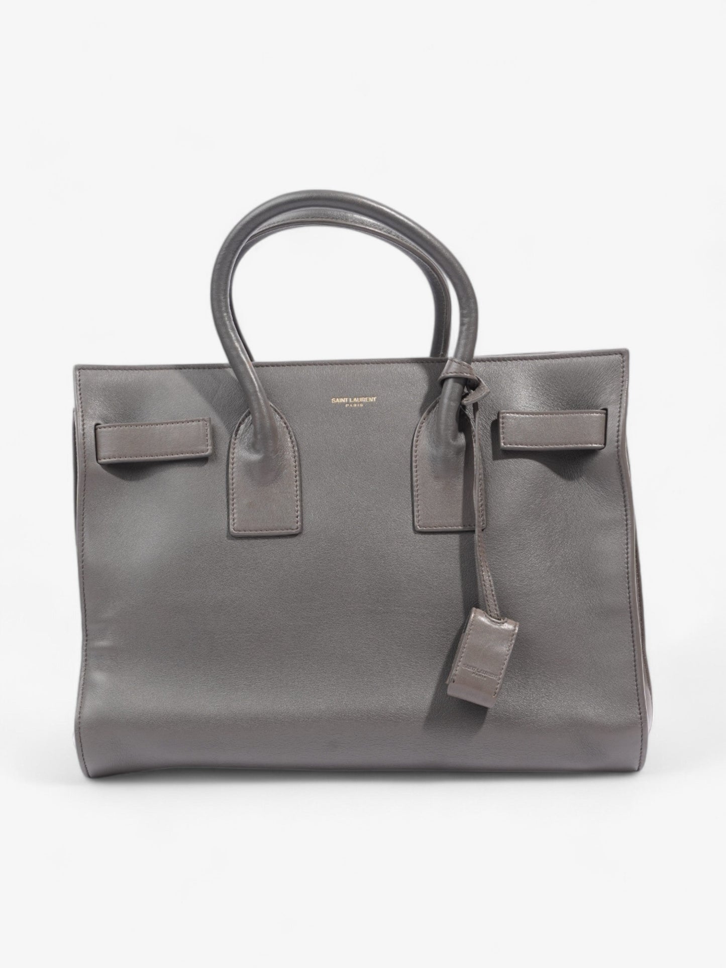 YSL Saint Laurent Sac De Jour Grey Handbag Leather Lambskin Gray Travel Bag