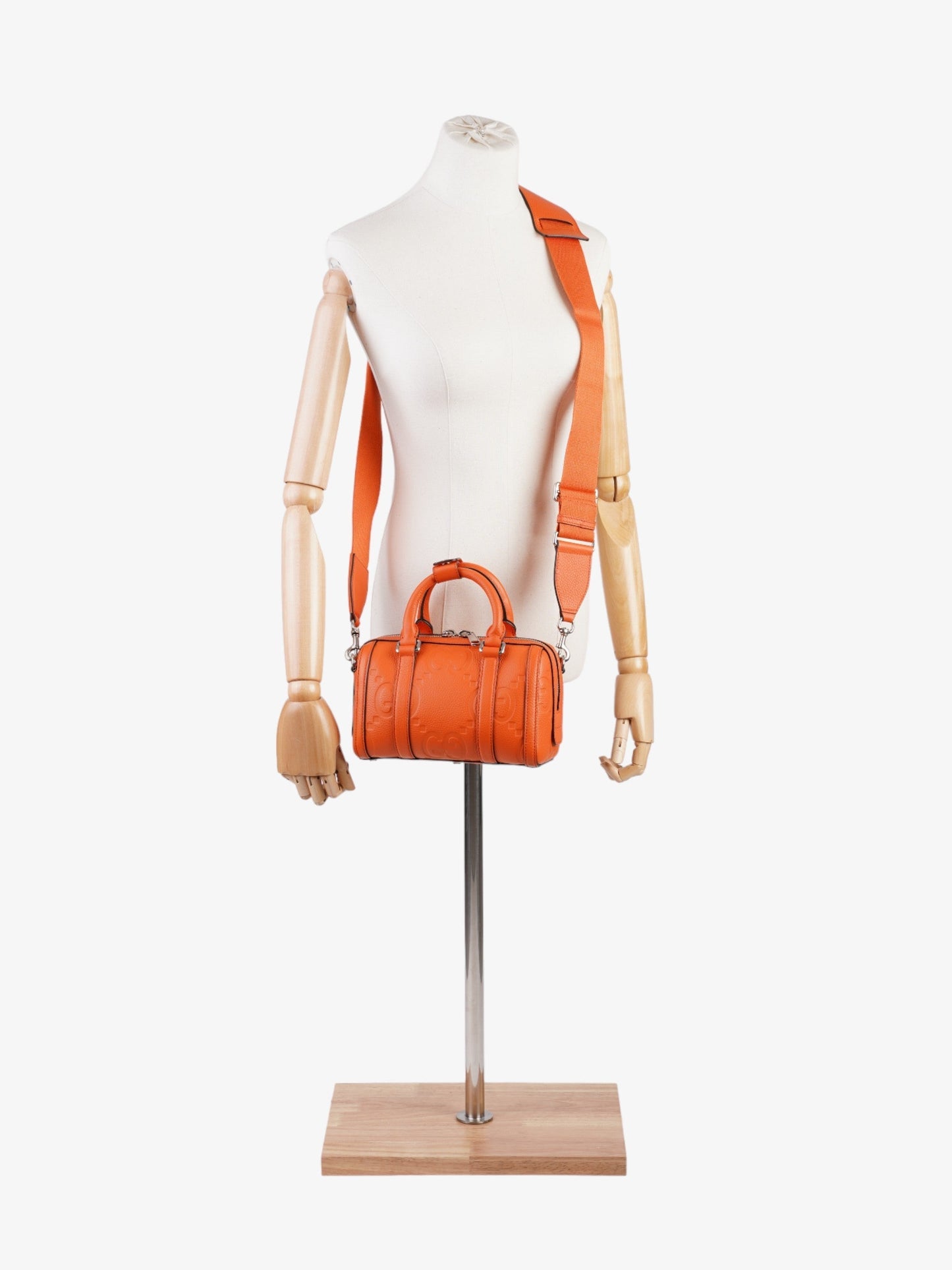 Gucci Jumbo Duffle Orange Travel Bag Leather Mini