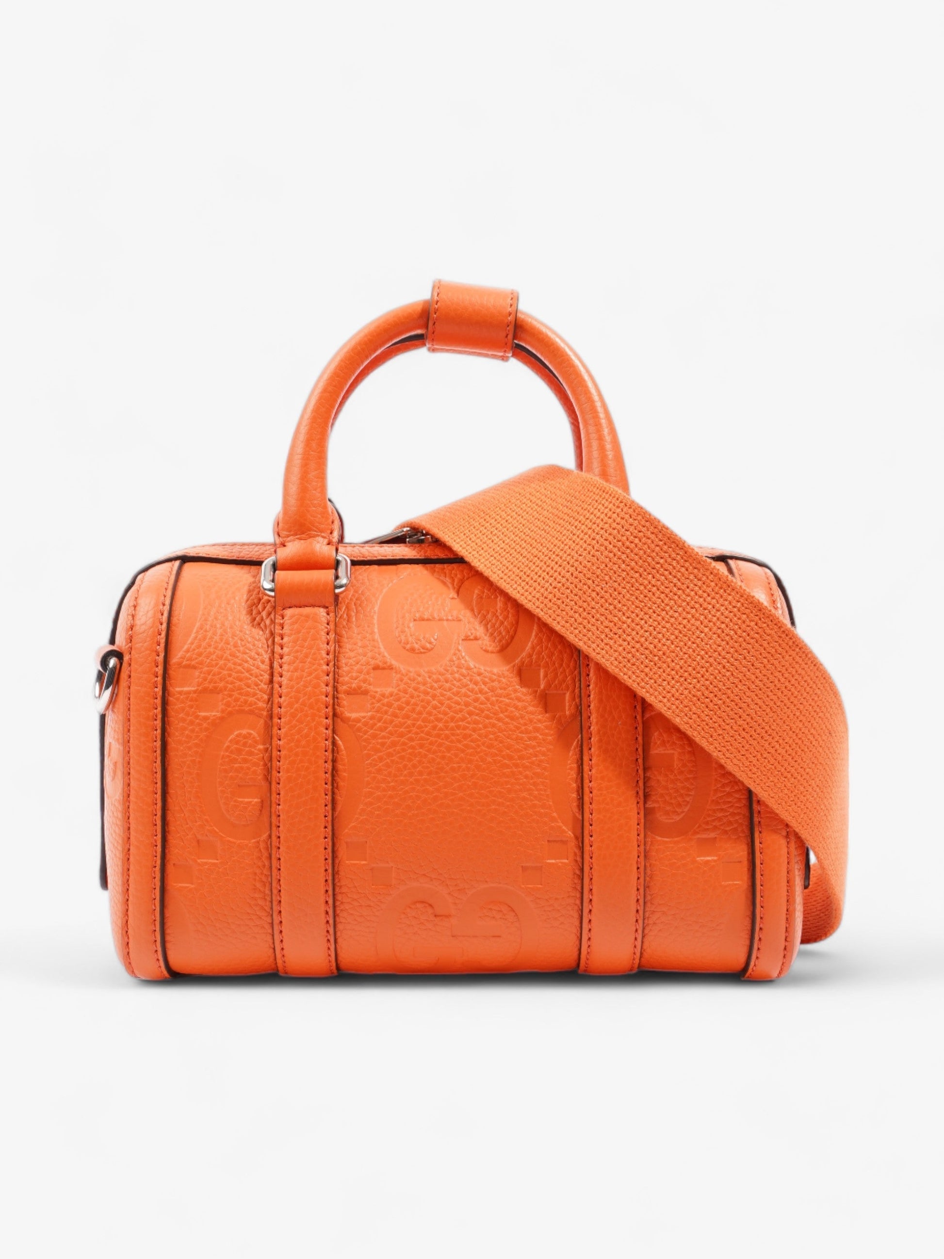 Gucci Jumbo Duffle Orange Travel Bag Leather Mini