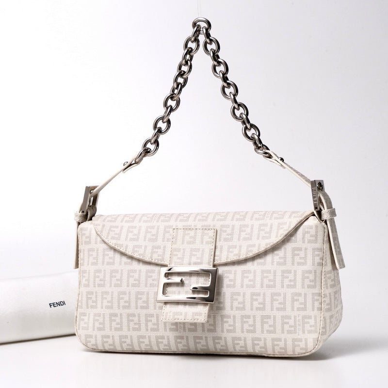 Fendi Handbag 8Br003 Pvc Women White Gray Travel Bag