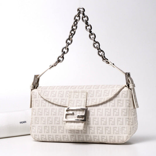 Fendi Handbag 8Br003 Pvc Women White Gray Travel Bag