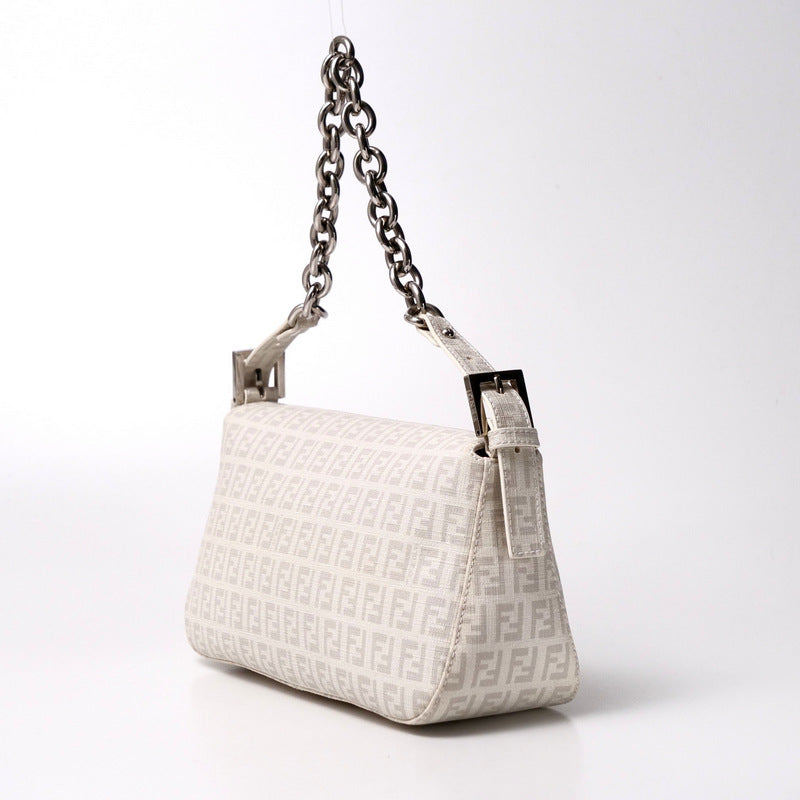 Fendi Handbag 8Br003 Pvc Women White Gray Travel Bag