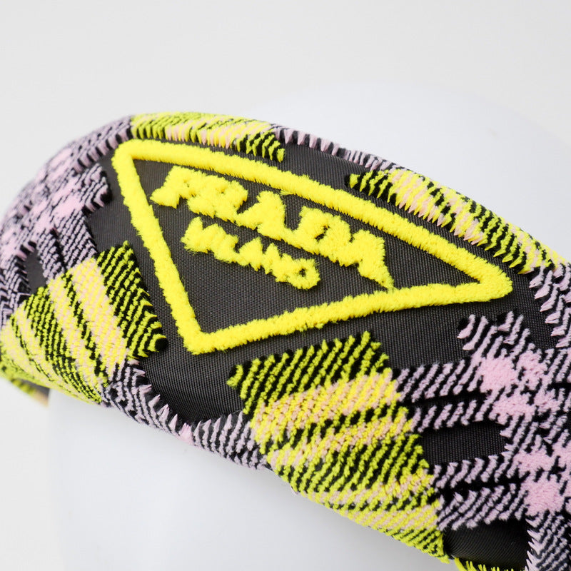 Hair Accessory Velor Multicolor Hairband With Triangle Logo Travel Bag