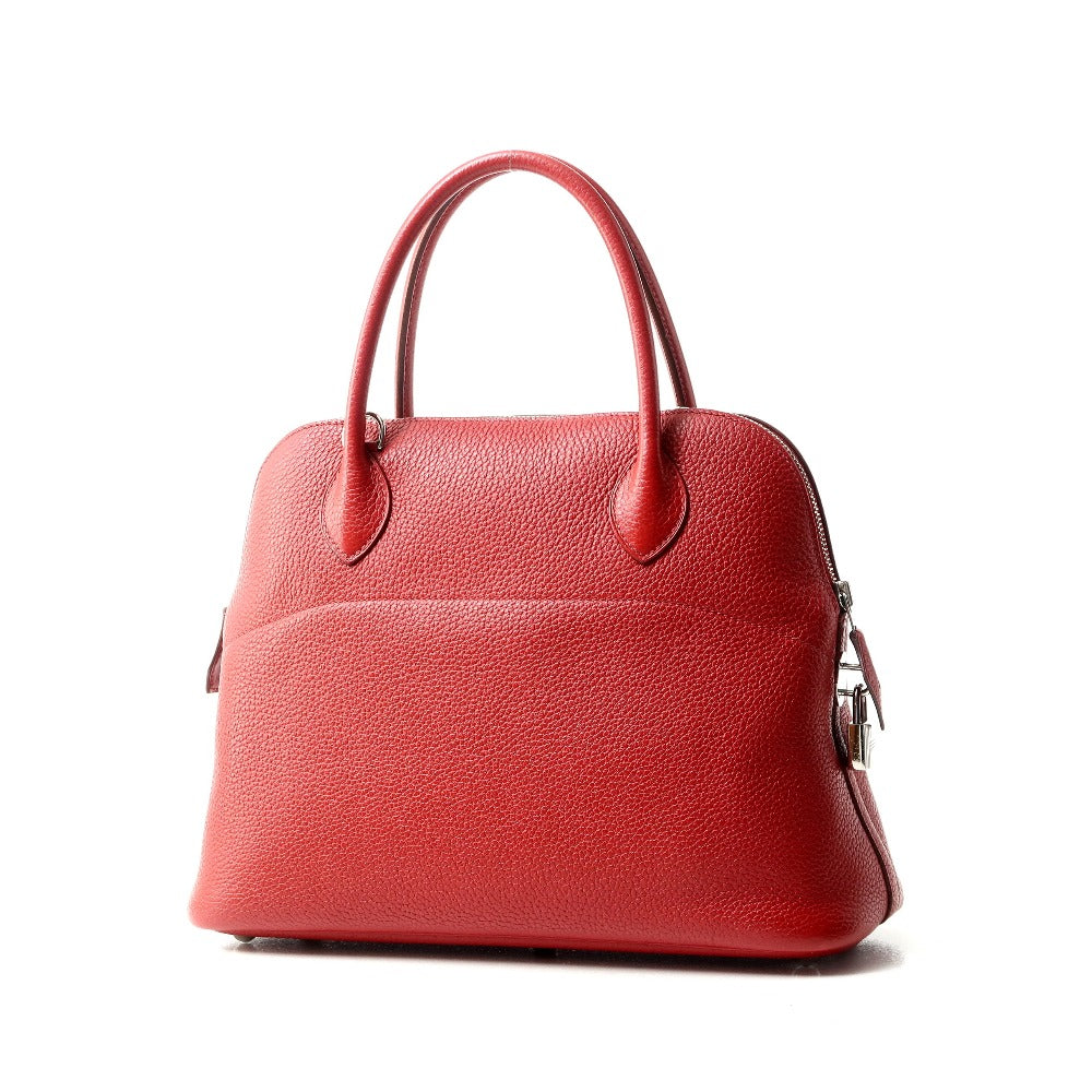 Hermes Handbag Taurillon Clemence Bolide Women Red Travel Bag