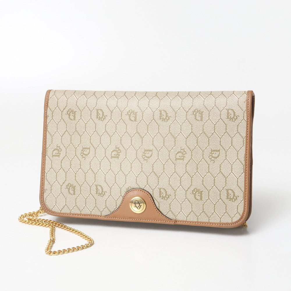 Dior Christian Shoulder Bag Pvc Chain Leather Brown
