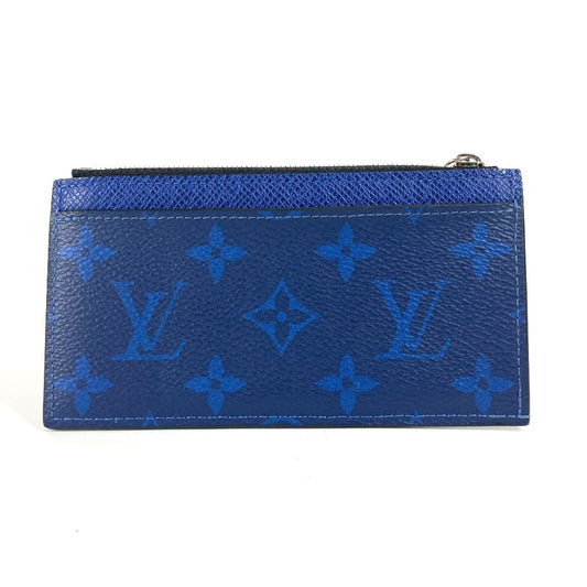 Louis Vuitton Coin M30270 Taiga Taigalama Coin Monogram Leather Canvas Blue Wallet Case