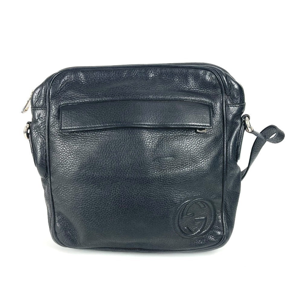 Gucci interlocking G Leather Black Logo Shoulder Bag