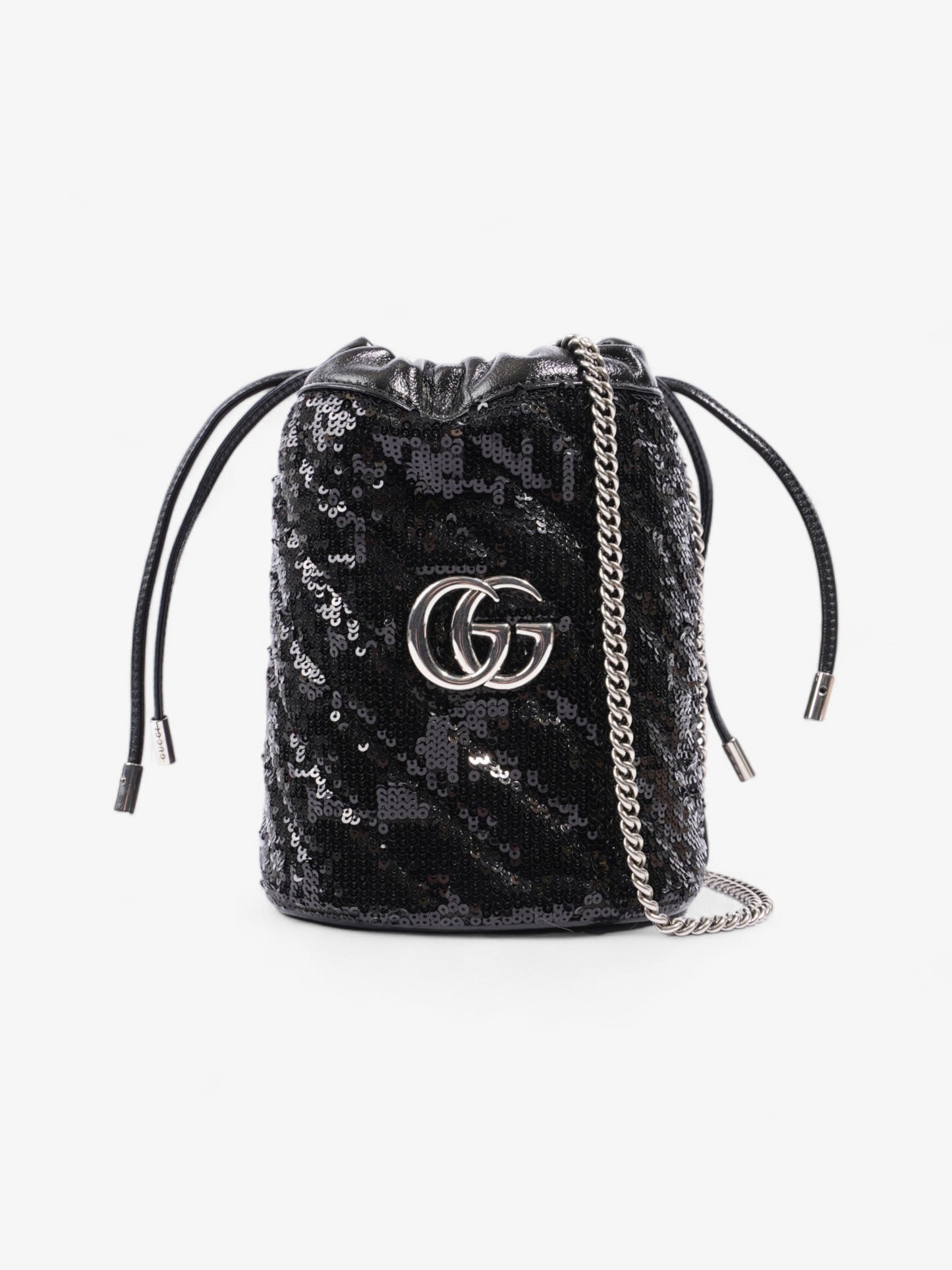 Gucci Marmont Bag Sequin Black Bucket Crossbody Bag