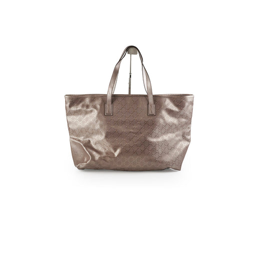 Gucci Grey Tote Monogram Silver Tote Bag