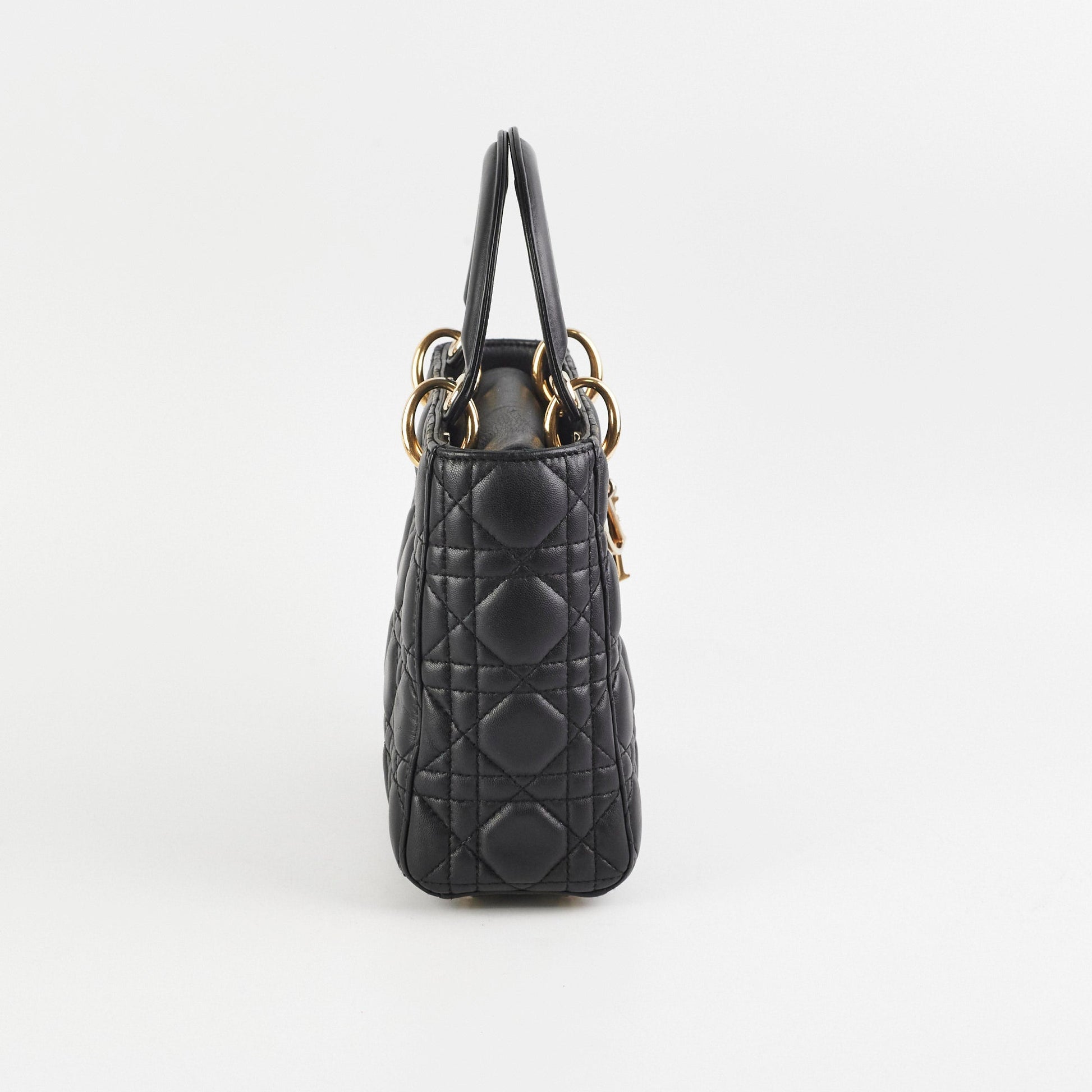 Dior Christian Lady Crossbody Bag Lambskin Black Small