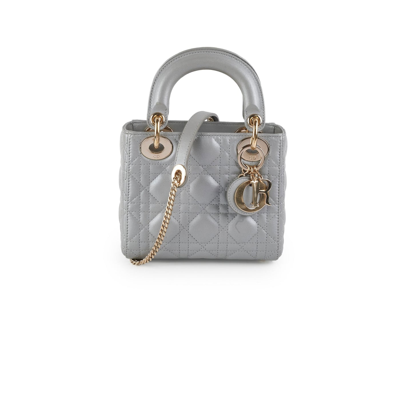 Dior Christian Lady Grey Crossbody Bag Gray Mini