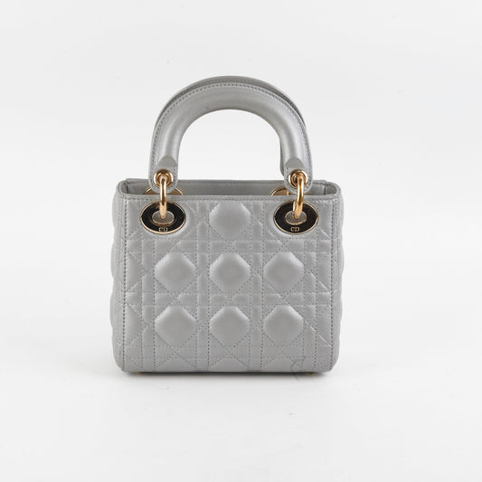 Dior Christian Lady Grey Crossbody Bag Gray Mini