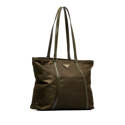 Prada Tessuto Luxury Handbag Canvas Nylon Green Travel Bag
