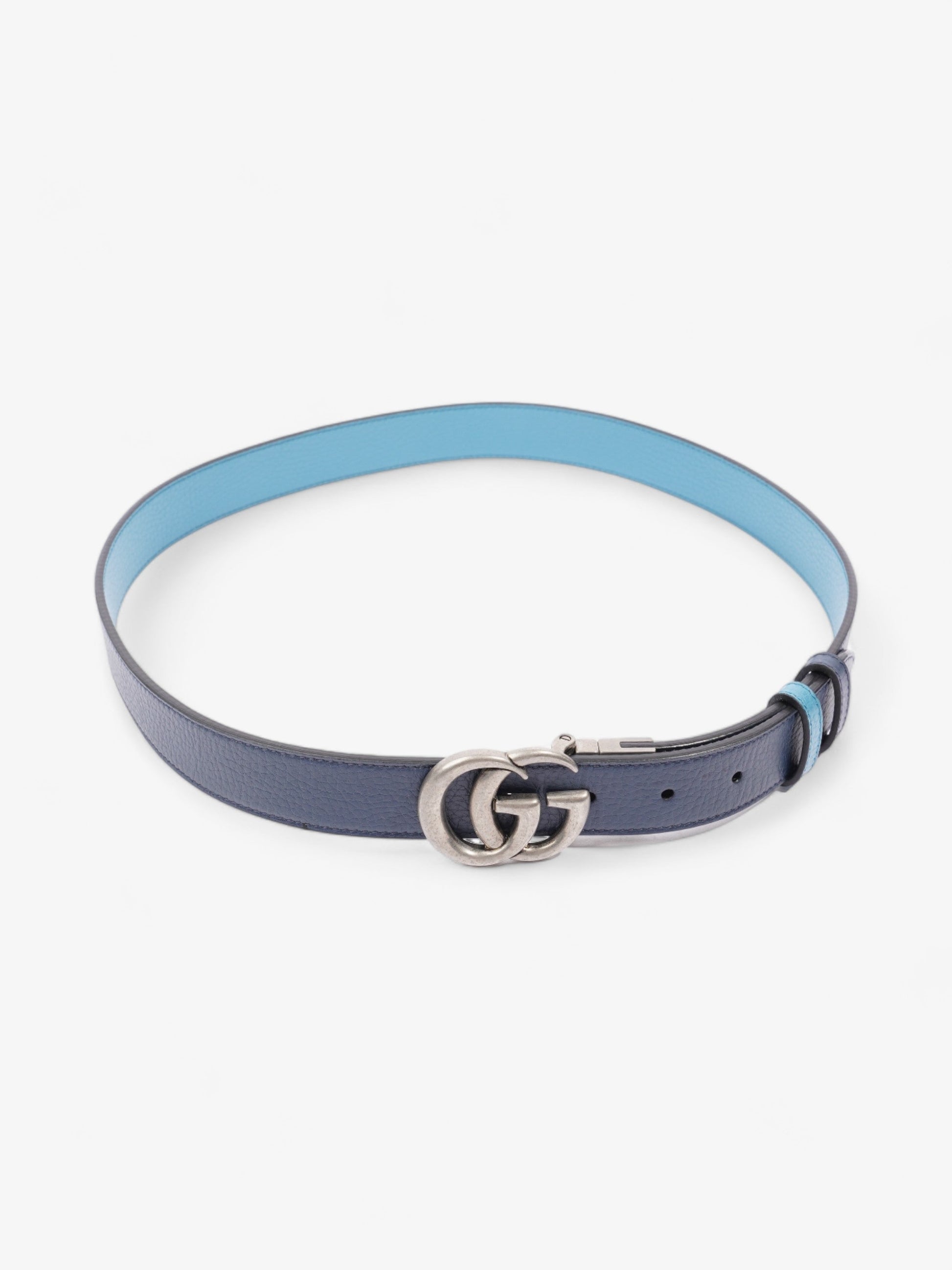 Gucci Marmont Thin Reversible Belt Navy Ua Handbag Leather Blue Accessory