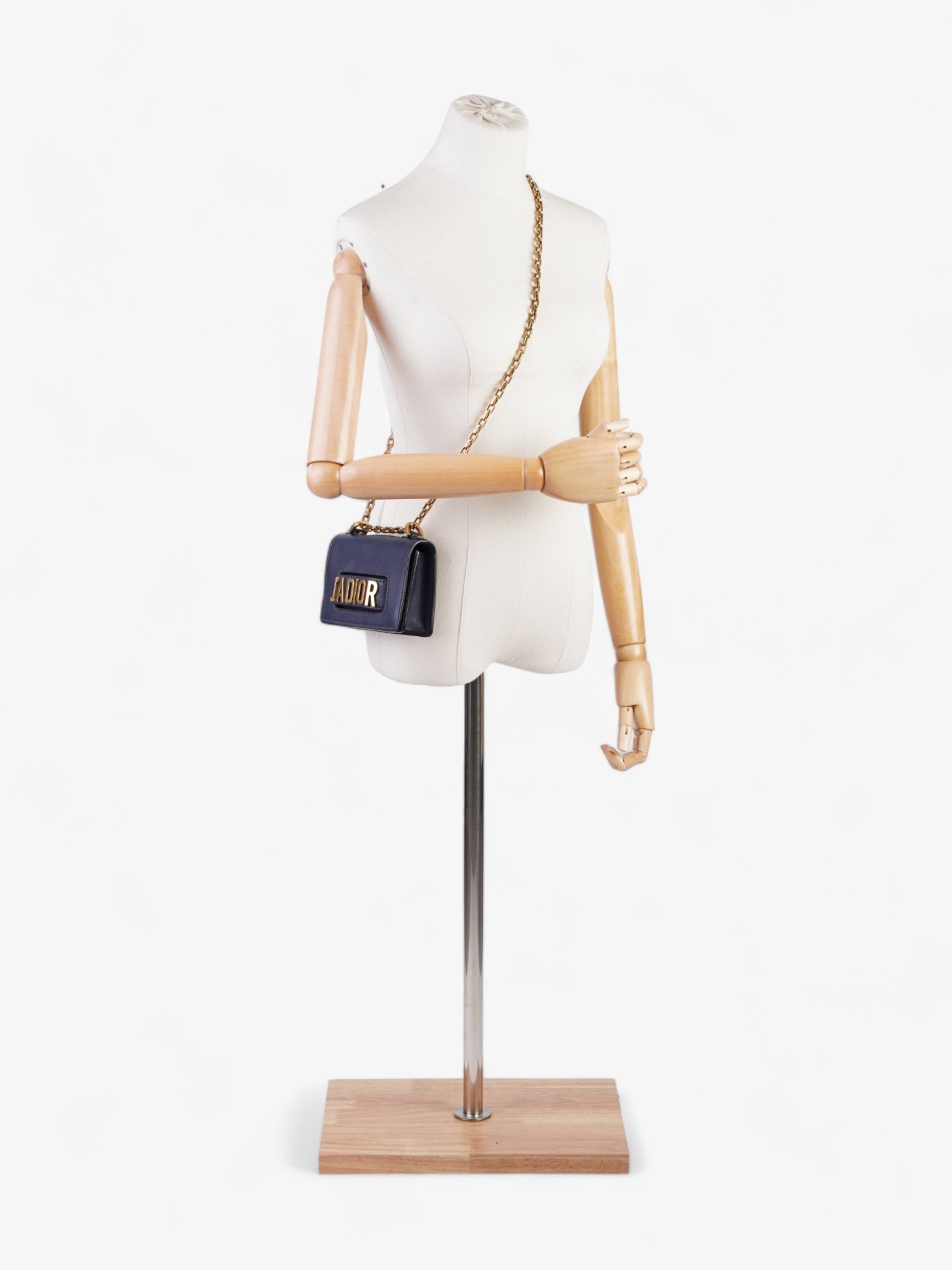Dior Christian A Flap Bag Calfskin Leather Blue Navy Shoulder Bag