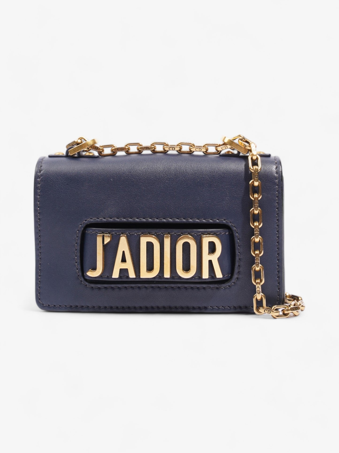Dior Christian A Flap Bag Calfskin Leather Blue Navy Shoulder Bag