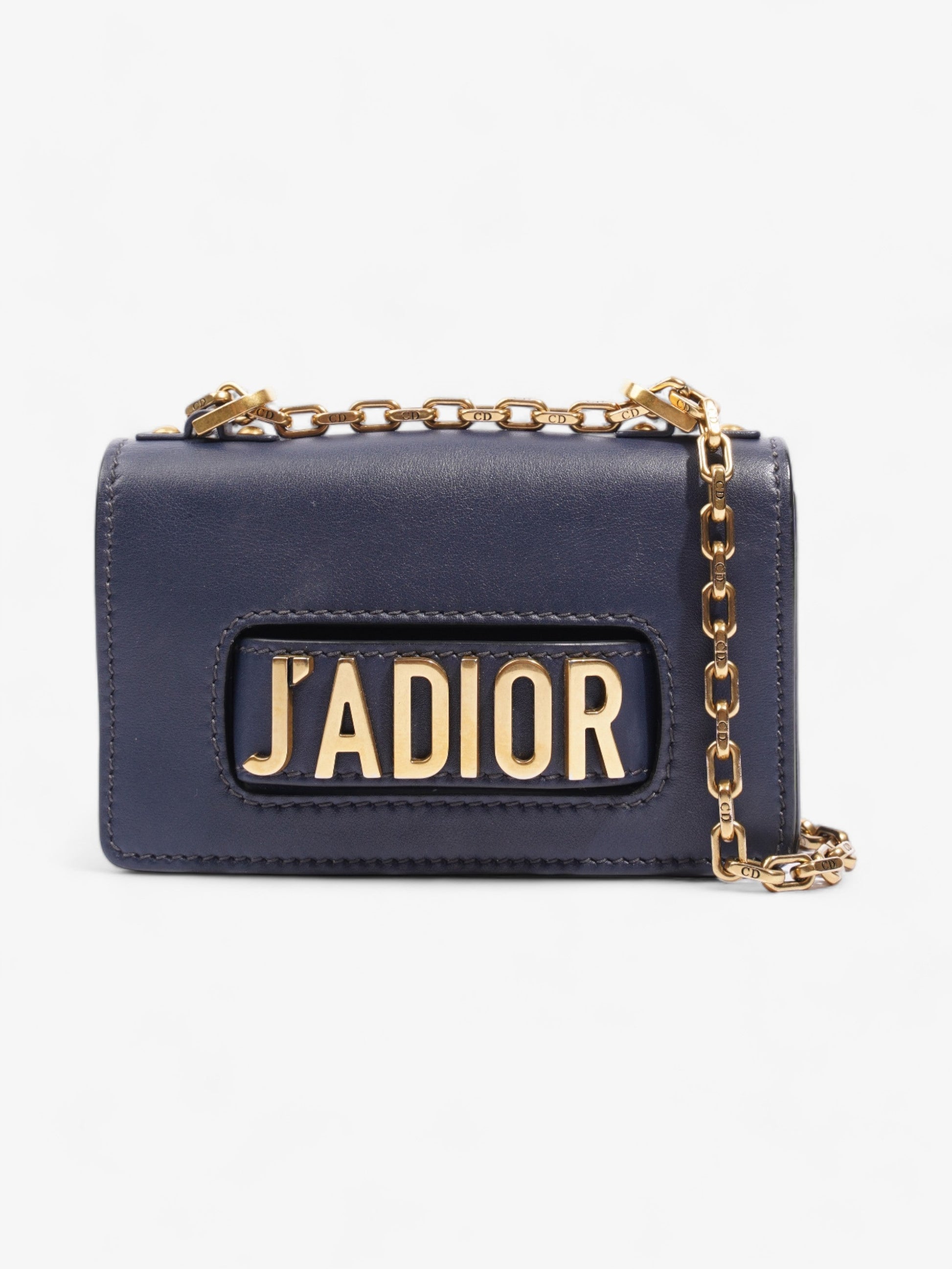 Dior Christian A Flap Bag Calfskin Leather Blue Navy Shoulder Bag