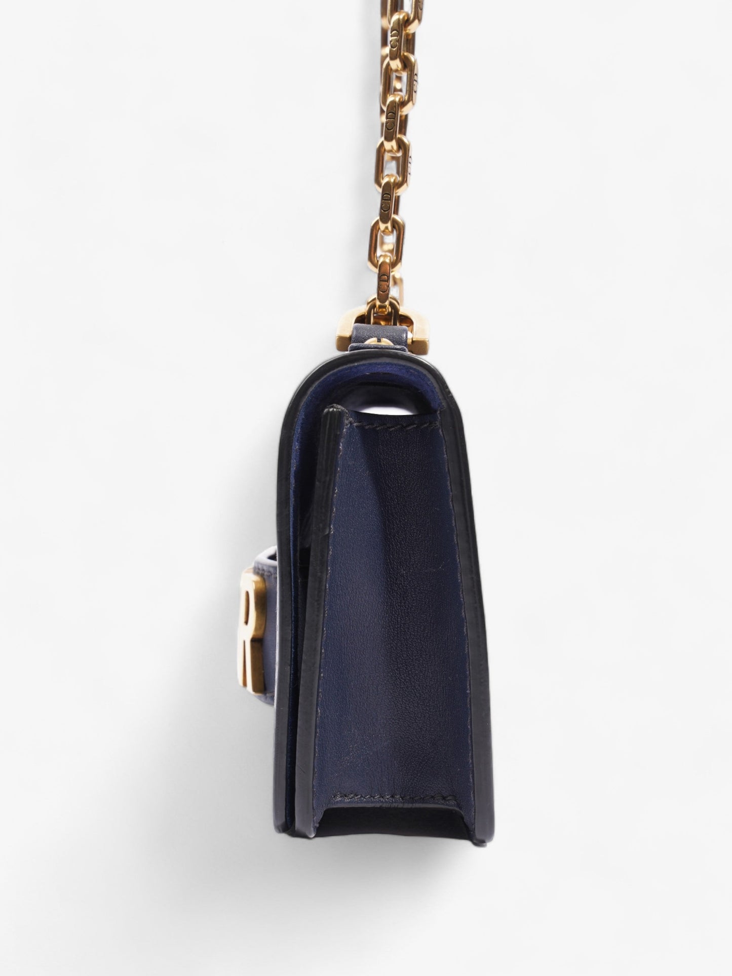 Dior Christian A Flap Bag Calfskin Leather Blue Navy Shoulder Bag